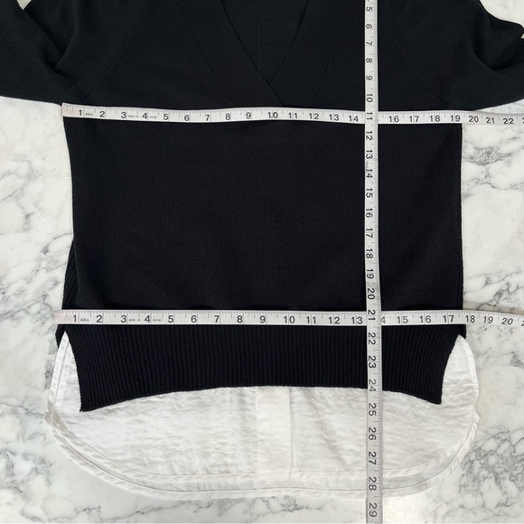 Brochu Walker Lucie layered v-neck looker knit sweater cotton cashmere black L - Picture 9 of 14